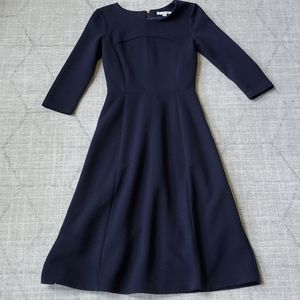 Boden Navy Blue Fit & Flare Midi Dress Size 4 Long